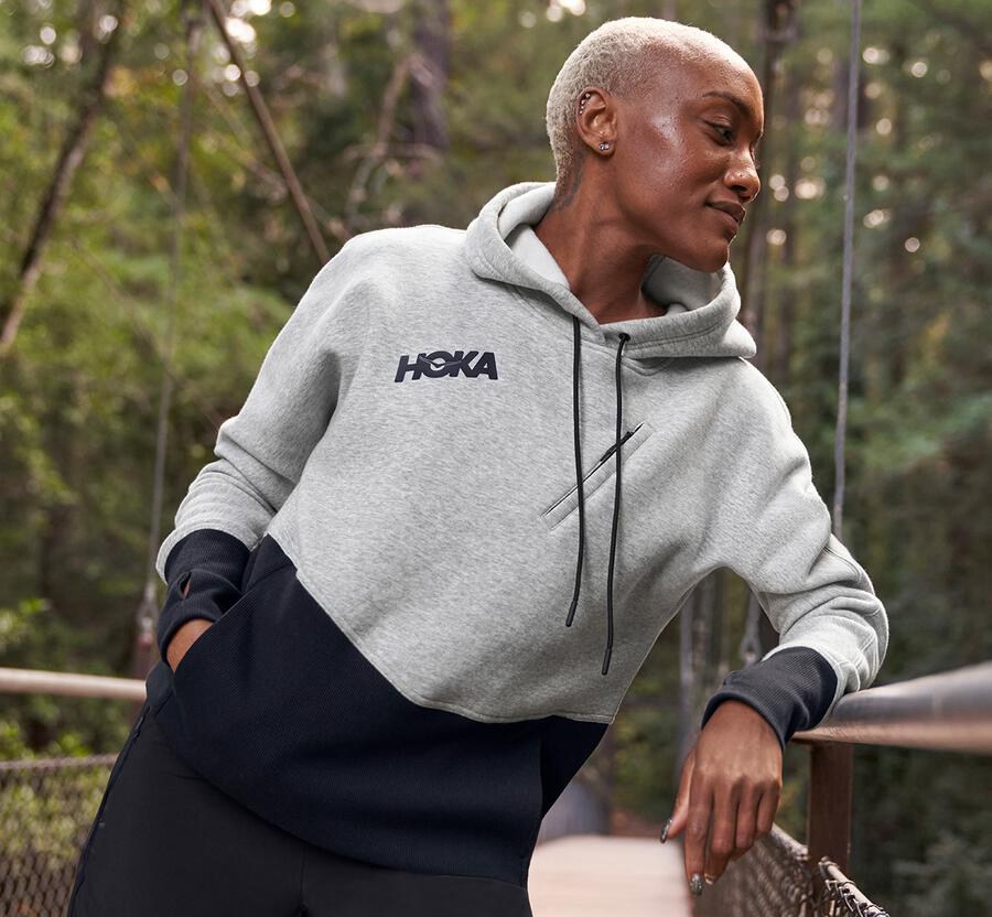 Hoka One One Womens Hoodie - Performance - Grey - LCIH15084